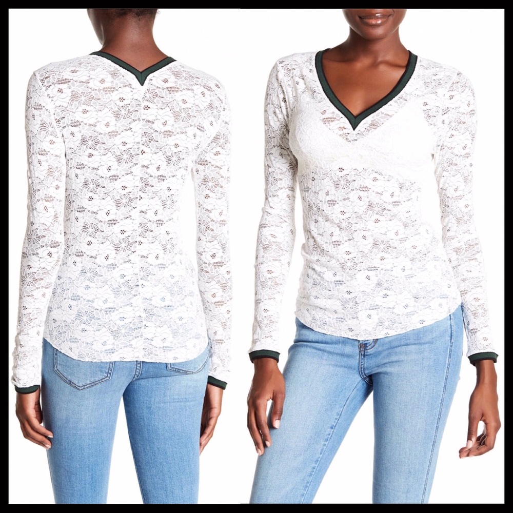 FREE PEOPLE BOHO WHITE LACE V-NECK CAMI TOP A3C - Picture 2 of 8
